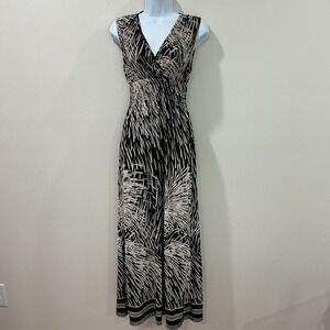 Y2K Magic Maxi Dress Womens Size M Babydoll Black White Floral Beach Vacation